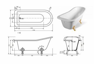 Ванна из литьевого мрамора Эстет Carskaya silk ФР-00014393 170x73см белый матовый