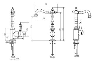 Смеситель для раковины Boheme Murano высокий золото