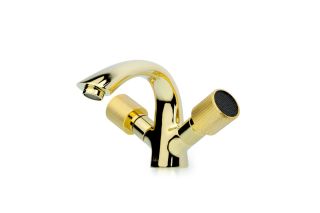 Смеситель для раковины Boheme ROYAL CRYSTAL Black, Комплект золото