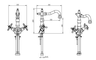 Смеситель для раковины Boheme высокий  SW золото