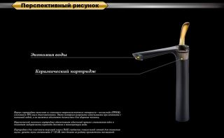 Смеситель для накладной раковины DQ Venice Baciano чёрный/золото DA1032059