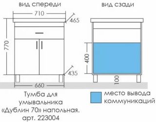 Тумба под раковину СанТа Дублин 223004 70см белый