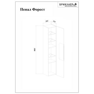 Пенал Бриклаер Форест 4627125416712 35 см дуб золотой/белый