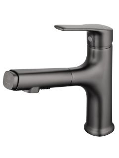 Смеситель для раковины Wonzon & Woghand WW-AE4151-BGG с выдвижным изливом тёмный графит