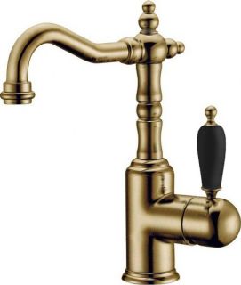 Смеситель для раковины Boheme высокий  MEDICI Ripresa + черная керамика_Комплект бронза