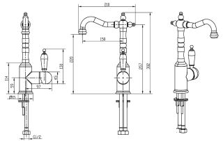 Смеситель для раковины Boheme высокий  MEDICI Ripresa с черным SW бронза