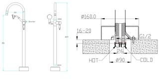 Смеситель напольный Boheme MEDICI SW бронза