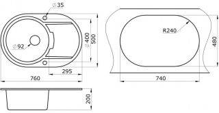 Мойка кухонная Paulmark Fittich PM317650-BLM чёрный металлик
