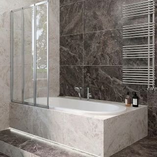 Шторка на ванну Veconi Palau PL-73L, 1200x1500, хром, стекло прозрачное