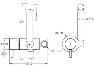 Гигиенический душ Boheme Uno 467-BG со смесителем чёрный/золото