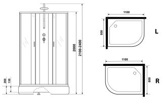 Душевая кабина Niagara NG-33184-14RBKT 110x80см серебро/матовое