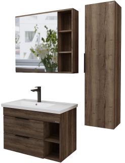 Шкаф-зеркало Grossman Форта 2080022 80см тёмный дуб