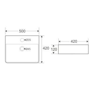 Раковина Koller Pool Kvadro KR-0500M-WB 50 x 42 см