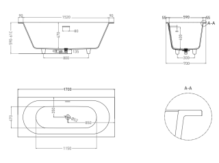 Ванна из искусственного камня Salini Ornella Axis Kit S-Sense 104713MRF 170x70см RAL полностью