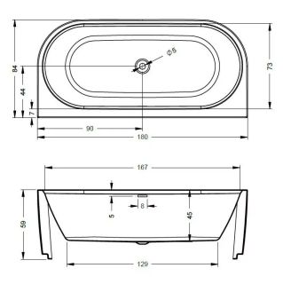 Акриловая ванна с подсветкой Riho Desire Wall LED B089002005 184х84см светодиоды под ванной белый