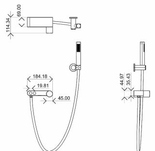 Смеситель для ванны Boheme Stick 123-BG чёрный/золото