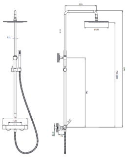 Душевая стойка Omnires Y с термостатом золото Y1244SUGL