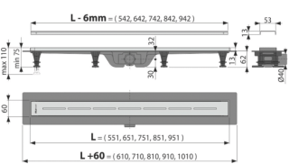 Душевой лоток AlcaPlast с порогами для перфорированной решетки 85см хром APZ18-850M