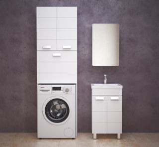 Стойка с бельевой корзиной Corozo Денвер под стиральную машину 65см белый SP-00000562