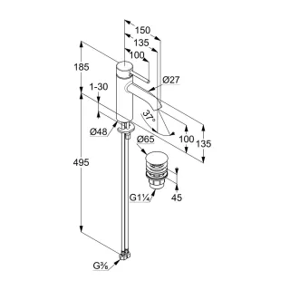 Смеситель для раковины Kludi Bozz 38288N576 брашированный никель