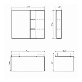 Тумба COMFORTY Милан-90 00-00014426,  с графитовой столешницей, с раковиной COMFORTY T-Y9378