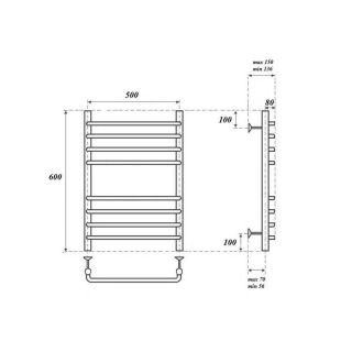 Полотенцесушитель водяной Point Нептун PN09156S 50x60см П8 хром