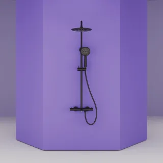 Душевая стойка Sancos Game SC3001MB с термостатом чёрный матовый