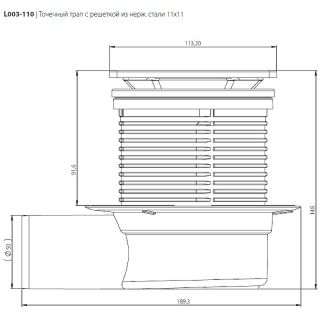Душевой трап Logan L003-110 с решеткой Нержавеющая сталь