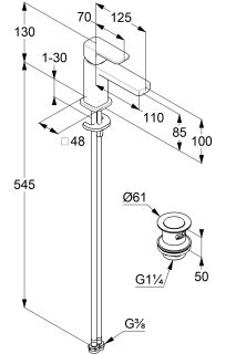 Смеситель для раковины Kludi Renon 422663975 чёрный матовый