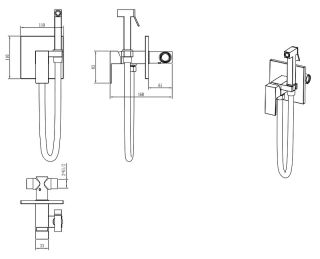 Гигиенический душ Boheme Qubic 477-GM со смесителем антрацит