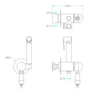 Гигиенический душ со смесителем Boheme Medici 434 бронза