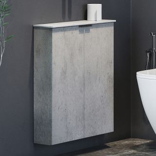 Подвесной шкаф Comforty Моно 60 00-00014968 Бетон светлый, с белой столешницей