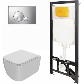 Комплект унитаза с инсталляцией Point Меркурий 886914GBOO+PN41831 с сиденьем Микролифт