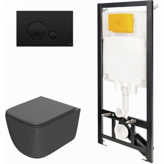 Комплект унитаза с инсталляцией Point Меркурий 886914GBO3+PN41831GM с сиденьем Микролифт