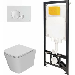 Комплект унитаза с инсталляцией Point Ника 886914GBO1+PN41081 с сиденьем Микролифт