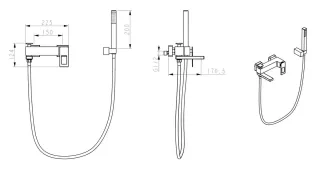 Смеситель для ванны Boheme Q 143-BR.2 чёрный/красный