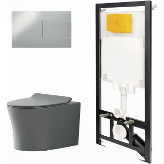 Комплект унитаза с инсталляцией Point Вега 886914SIOO+PN41711GM с сиденьем Микролифт