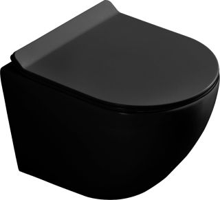 Подвесной унитаз Art&Max Ovale безободковый чёрный матовый AM011CHR-MB