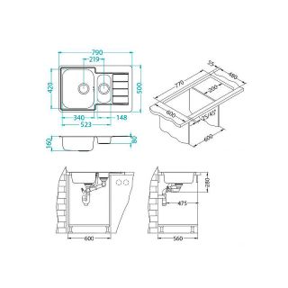 Кухонная мойка Alveus 1065684 Line 70 Nat-90 79x50