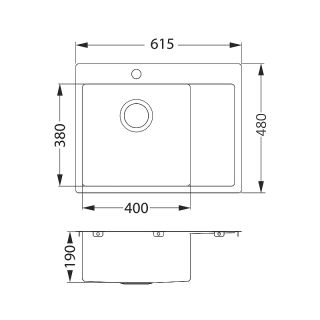 Кухонная мойка Alveus 1124383 Quarto 20 Brs-90 61.5x48