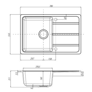 Мойка кухонная Акватон Аманда 78см серый
