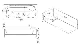 Акриловая ванна Bas Мальдива Standart 160x70
