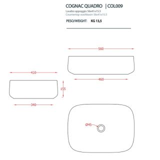 Раковина ArtCeram Cognac COL009 44 00 salvia 56 см