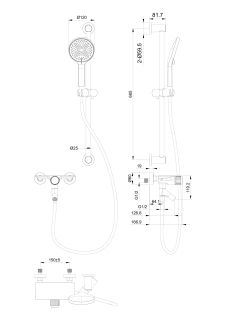 Смеситель для ванны с душевым гарнитуром Wonzon & Woghand Click WW-FE05L222-BG брашированное золото