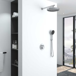 Душевой комплект Vincea Inspire VSFW-3I22MT2GM встраиваемый, термостатический, двухрежимный, вороненая сталь