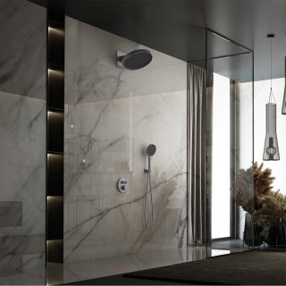 Душевой комплект Vincea Inspire VSFW-3I22MT3GM встраиваемый, термостатический, двухрежимный, вороненая сталь