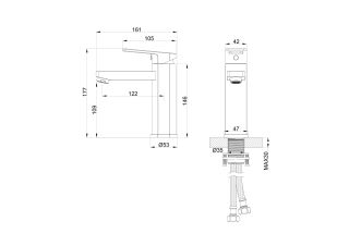 Смеситель для раковины Wonzon & Woghand Frame WW-88139010-MB чёрный матовый