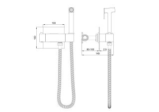 Гигиенический душ со смесителем Wonzon & Woghand WW-88819903-BGM с термостатом тёмный графит