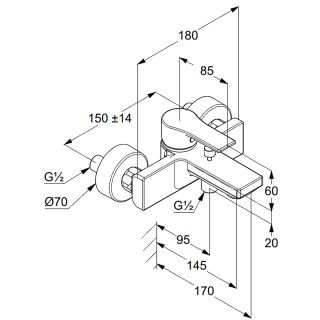 Смеситель для ванны и душа Kludi Zenta SL 486703965 Черный матовый