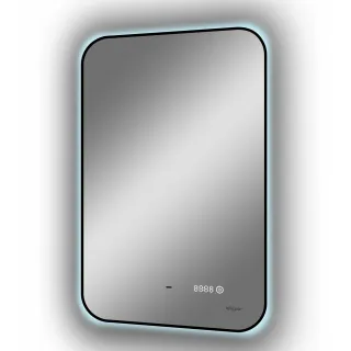 Зеркало Reflexion Black View RF4001BV бесконтактным сенсором диммером часами черной окантовкой 50х70